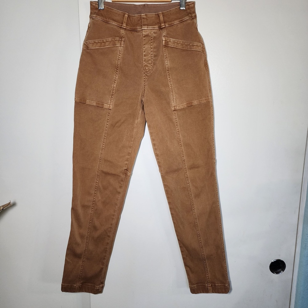 Spanx Stretch Twill Cargo Ankle Pants Womens Small Brown Excellent High Rise